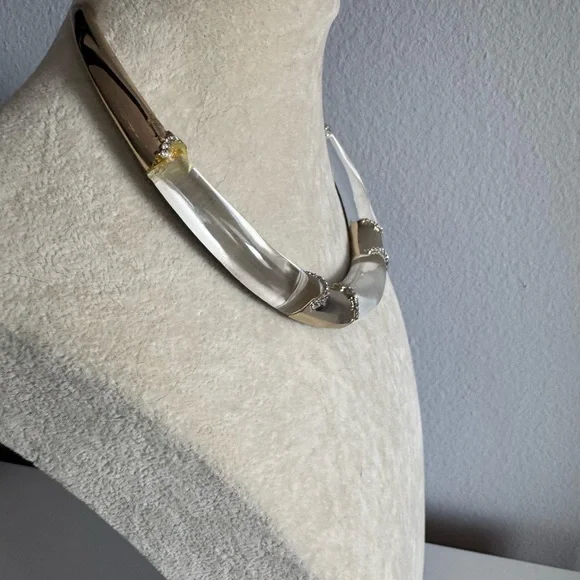 Alexis Bittar Clear Lucite & Gold-Tone Open Collar Necklace